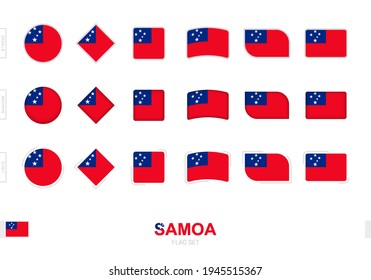 Samoa flag set, simple flags of Samoa with three different effects. Vector illustration.