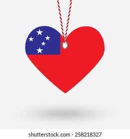 Samoa flag in the shape of a heart with hang tags