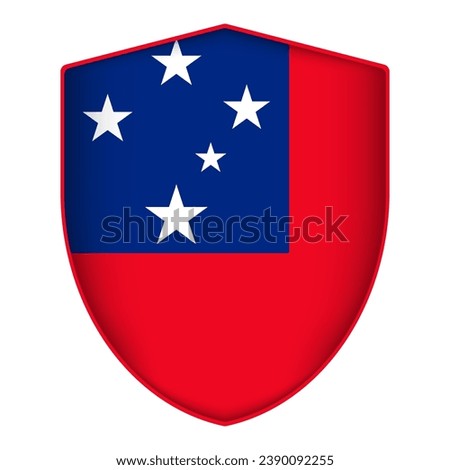 Samoa flag in shield shape. Vector illustration.