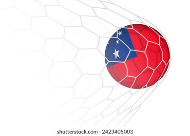 Samoa flag soccer ball in net. Vector sport illustration.