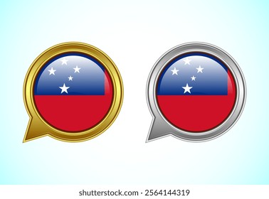 Samoa flag speech bubble. Speaking flag icon in gold and silver color