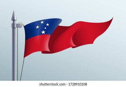 Samoa flag state symbol isolated on background national banner. Greeting card National Independence Day of the Independent State of Samoa. Illustration banner with realistic state flag.