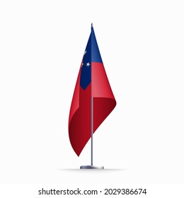 Samoa flag state symbol isolated on background national banner. Greeting card National Independence Day of the Independent State of Samoa. Illustration banner with realistic state flag.