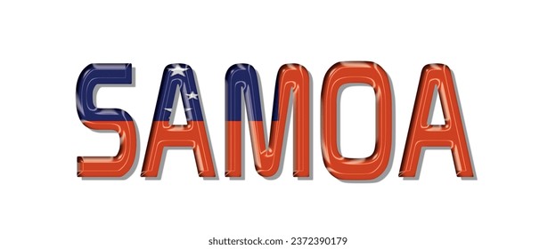 SAMOA flag text font, 3D SAMOA Font With Flag, 3D SAMOA vector illustration