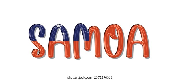 SAMOA flag text font, 3D SAMOA Font With Flag, 3D SAMOA vector illustration