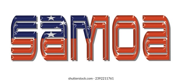 SAMOA flag text font, 3D SAMOA flag colorful background, SAMOA flag vector illustration