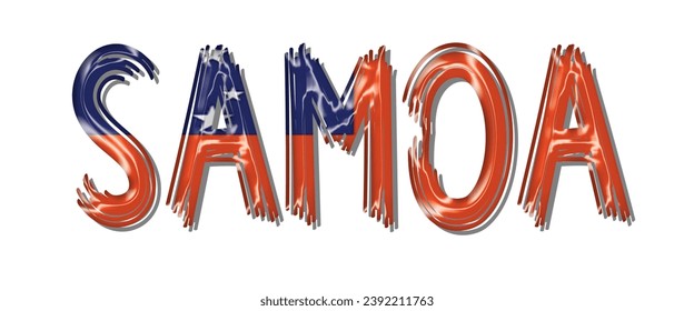 SAMOA flag text font, 3D SAMOA flag colorful background, SAMOA flag vector illustration
