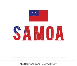 SAMOA flag Typography with flag on a white background, Vector design of SAMOA flag typography, Flag of SAMOA, National Day Design, SAMOA Day design