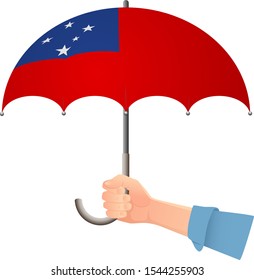 Samoa flag umbrella. Weather symbols. National flag of Samoa vector illustration