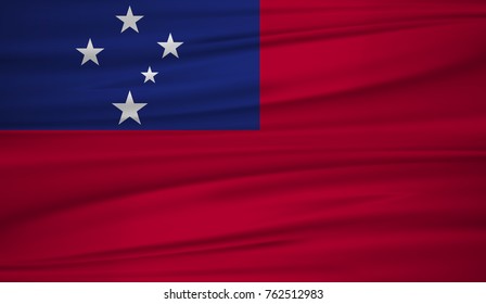 Samoa flag vector. Vector flag of Samoa blowing in the wind. EPS 10.
