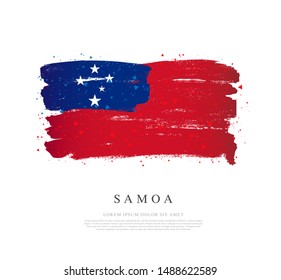 Samoa flag. Vector illustration on a white background. Brush strokes are drawn by hand. Independence Day.