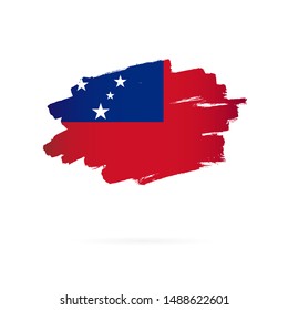Samoa flag. Vector illustration on a white background. Brush strokes are drawn by hand.