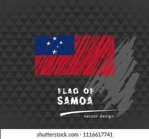 Samoa flag, vector sketch hand drawn illustration on dark grunge background