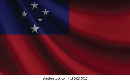 Bandera de Samoa ondeando. antecedentes de diseño patriótico y nacional. ilustración vectorial  