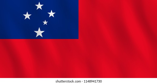 Samoa flag with waving effect, official proportion.