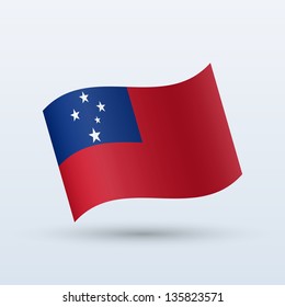 Samoa flag waving form on gray background. Vector illustration.