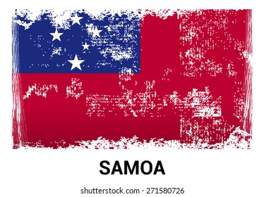 Samoa grunge flag isolated vector in official colors and Proportion Correctly. country's name label in bottom