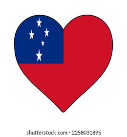 Bandera de la forma del corazón de Samoa. Amo Samoa. Visita Samoa. Diseño gráfico de ilustración vectorial.