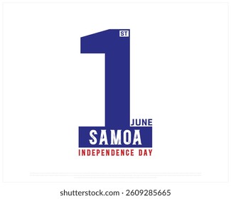 SAMOA Independence Day on a white background, Vector design of Independence day of SAMOA, Typographic Design of SAMOA National Day, Flag typography of SAMOA