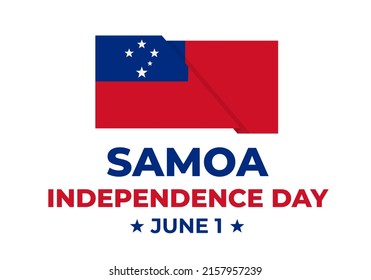 Samoa Independence Day typography poster. National holiday celebrate on June 1. Easy to edit vector template for greeting card, banner, flyer, sticker, postcard, etc.