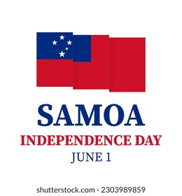 Samoa Independence Day Typografie-Poster. Nationalfeiertag am 1. Juni. Vektorvorlage für Grußkarten, Banner, Flyer, Aufkleber, Postkarte, etc.