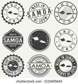 Samoa Islands Travel Stamp Made In Product Stamp Logo Icon Symbol Design Insignia.