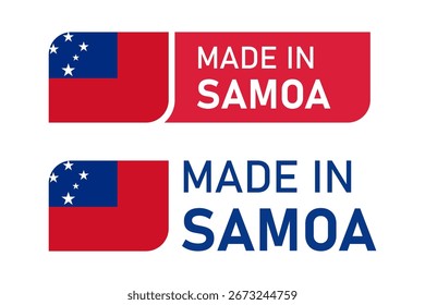 Samoa hecho en etiqueta con bandera nacional para Productos Auténticas