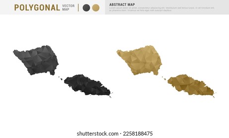 Samoa map of abstract gold and black vector polygon set couple.