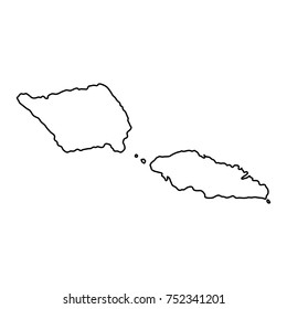 Samoa map of black contour curves on white background of vector illustration