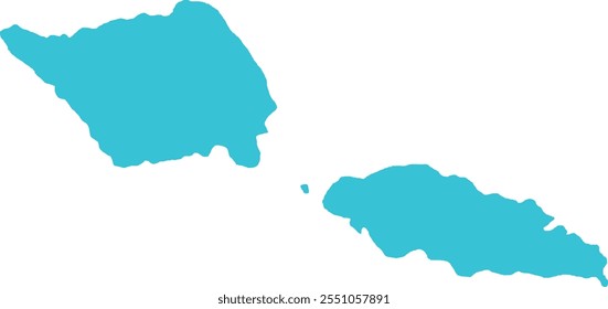 Samoa MAP in Blue, Country Border, Samoa Map, Border line of Samoa, Geographic Map
