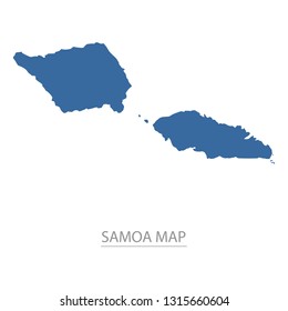 Samoa map. Blue Samoa map and Country name . Vector map on gray background. Map of Oceania
. Eps10.
