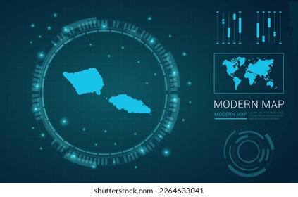 Samoa map of blue digital frame Futuristic Sci Fi Modern User vector HUD, GUI, UI interface.