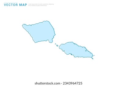 Samoa map blue silhouette isolated on white background, illustration template vector.