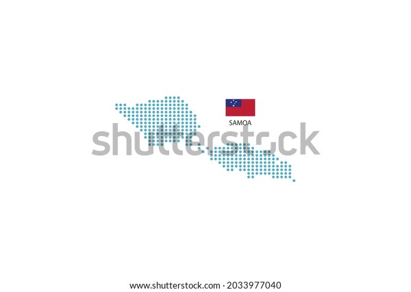 Samoa map design blue circle, white background with\
Samoa flag.
