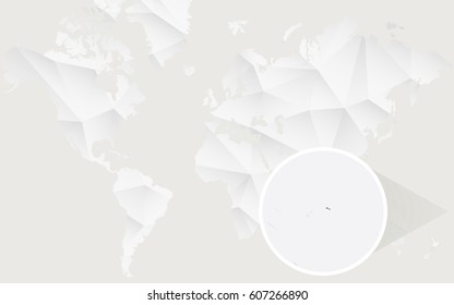 Samoa map with flag in contour on white polygonal World Map. Vector Illustration.