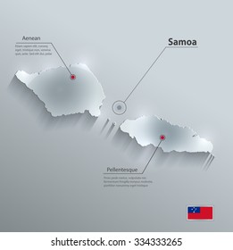 Samoa map flag glass card paper 3D vector