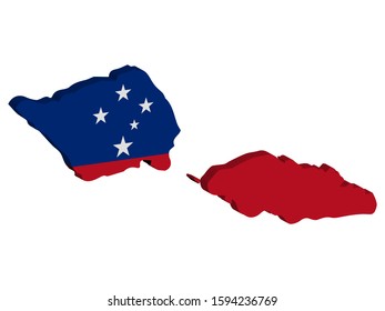 Samoa Map flag Vector 3D illustration.