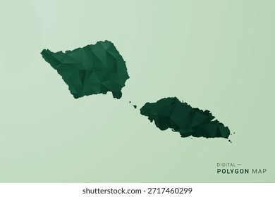 Mapa de Samoa - Ilustração de vetor estilo polígono verde, baixo projeto geométrico poly com Silhueta limpa no fundo verde suave.