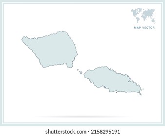 Samoa map green vector on white background.