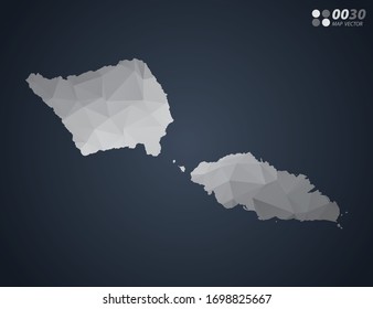 Mosaico triángulo rojo de polígono gris de Samoa con fondo oscuro. vector de degradado de estilo.