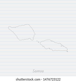 Samoa map hand drawn gray outline on notebook background. Vector Illustration EPS10.