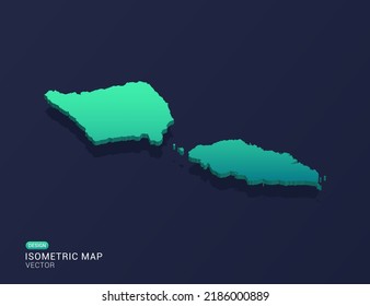 Samoa map of isometric green gradient vector illustration.