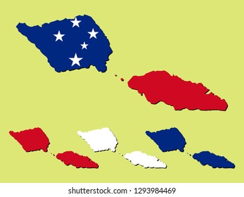 Samoa map with national flag 