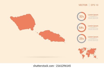 Mapa de Samoa del vector infográfico abstracto anaranjado.