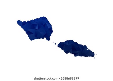 Mapa de Samoa - Ilustração de vetor estilo polígono em azul escuro gradiente, baixo projeto geométrico poly, isolado no fundo branco para infográficos e educação.