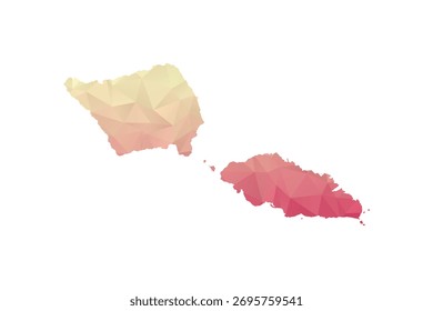 Mapa de Samoa - Ilustração de vetor estilo polígono em gradiente cor-de-rosa e pêssego, baixo projeto geométrico poly, isolado no fundo branco para infográficos e projetos.