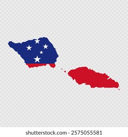 Samoa map silhouette with flag.