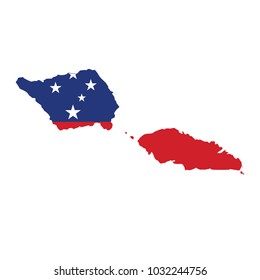 Samoa map with waving flag of country. Vector illustration.