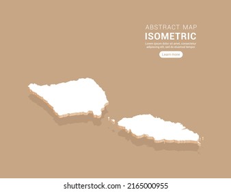Samoa map white on brown background with isometric vector.