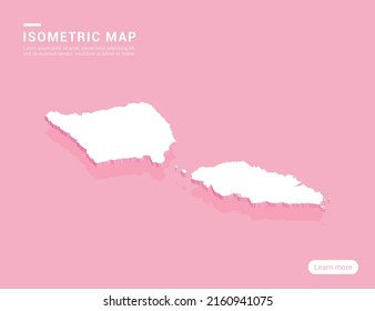 Samoa map white on pink background with 3d isometric vector illustration